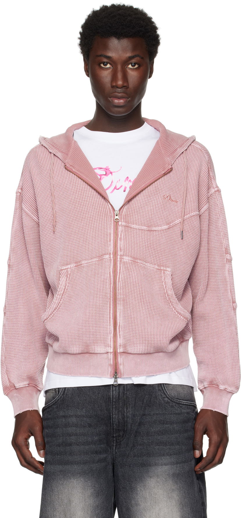 Sweatshirt Dime Dime Premium Waffle Zip Hoodie Lyserød | DIMESU258MAU