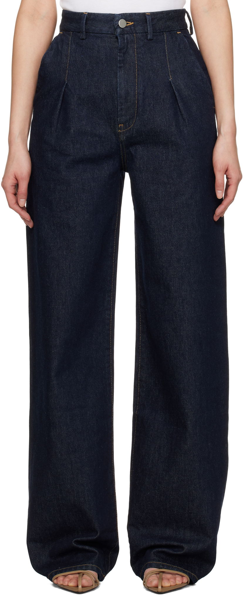 Jeans Loulou de Saison Loulou de Saison Attu Pleated Wide-Leg Jeans Blå | ATTU