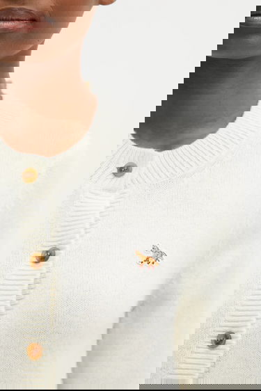 Sweater MAISON KITSUNÉ Fitted Lambswool Round-Neck Cardigan with Baby Fox Embroidery Hvid | PW00506KT1006, 3