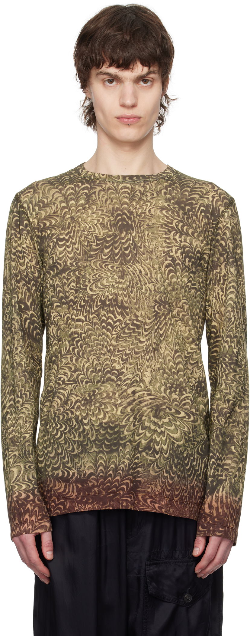 T-shirt Dries Van Noten Dries Van Noten Printed Cotton T-Shirt Grøn | 251-021146-1609