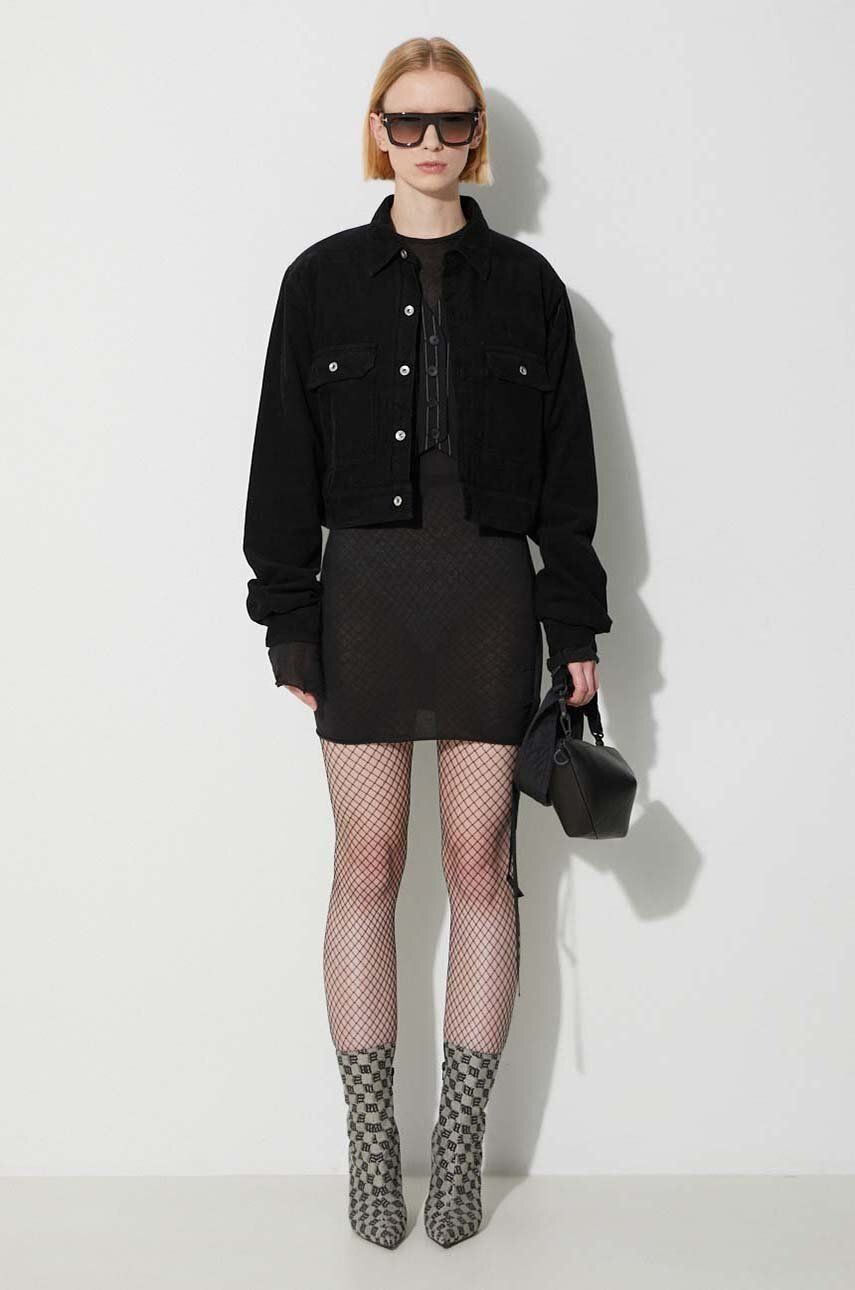 Jakke Rick Owens Black Cropped Corduroy Jacket Sort | DS02C5702.MC, 1