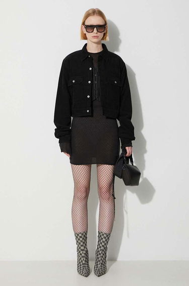 Jakke Rick Owens Black Cropped Corduroy Jacket Sort | DS02C5702.MC, 1