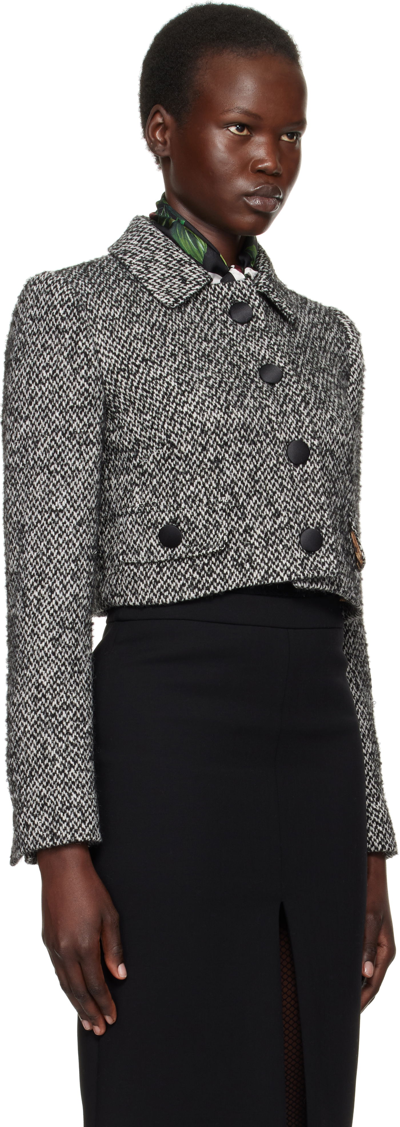 Frakker Dolce & Gabbana Dolce&Gabbana Short Micro-Tweed Jacket Sort | F26K6T GDCNC, 1