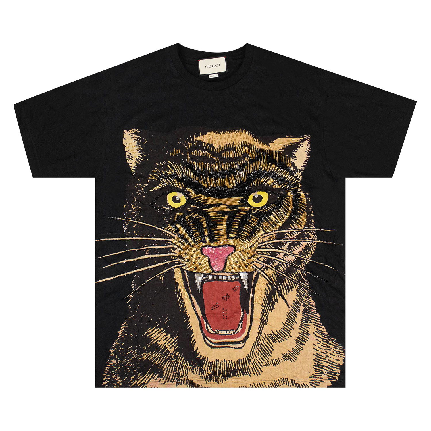 T-shirt Gucci Embroidered Tiger Oversized T-Shirt Sort | 539081 XJA8V 1082, 1