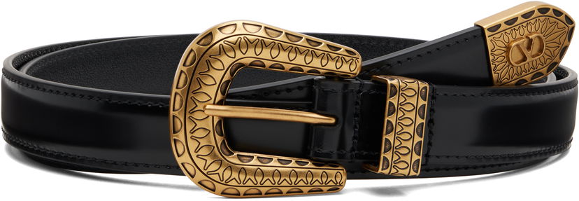 Bælter Valentino VLogo Signature Brushed Calfskin Belt by Valentino Garavani Sort | 7Y2T0SQ9QBH