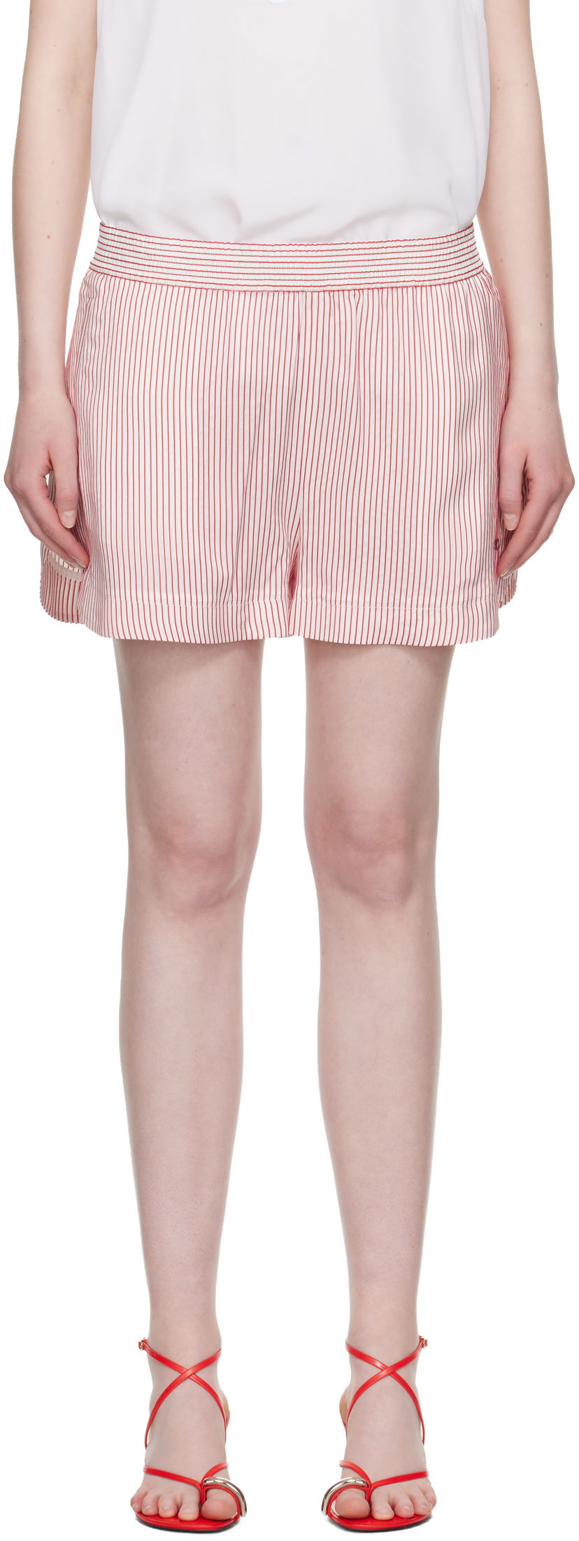 Shorts Stella McCartney Stella McCartney Striped Elasticated Shorts Rød | 6402953FR210