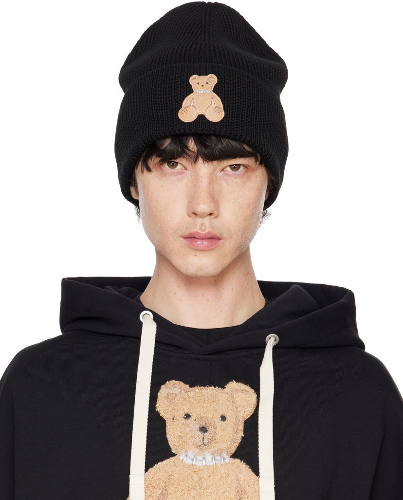 Beanie Palm Angels Embroidered Bear Beanie Sort | PMLC030F24KNI0061060