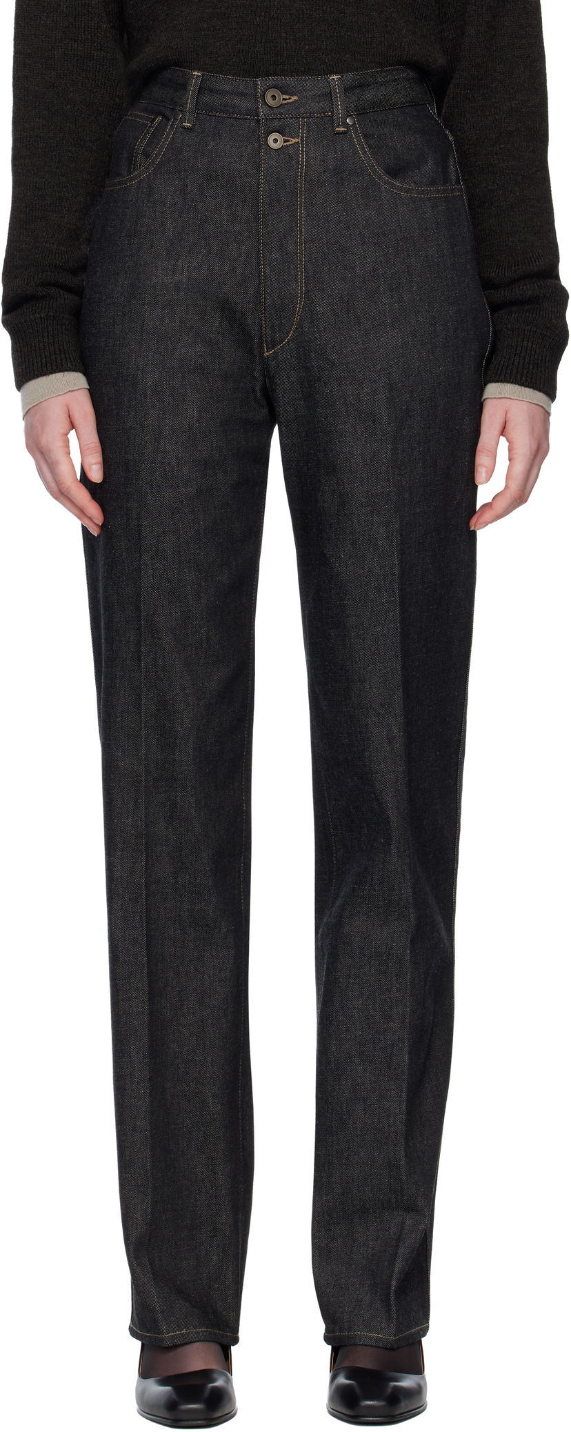 Jeans LEMAIRE LEMAIRE High Waisted Straight Jeans Sort | PA1229 LD1061