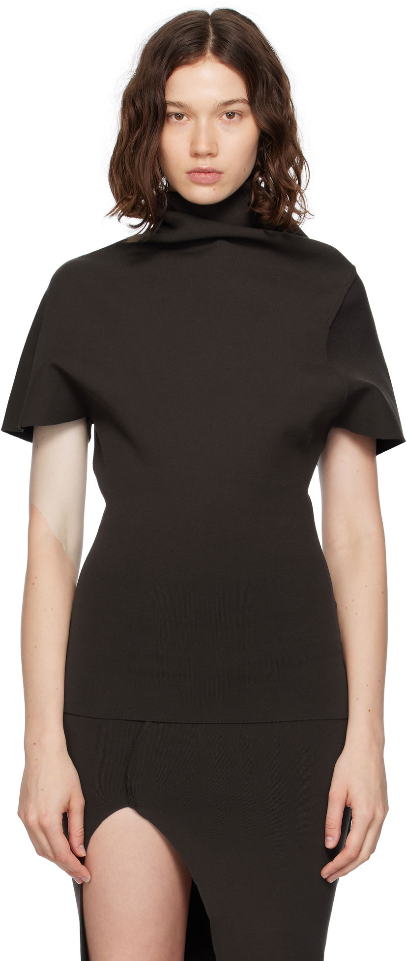 T-shirt Rick Owens Rick Owens Concordians Draped Turtleneck Top Sort | RP02E4693 KST