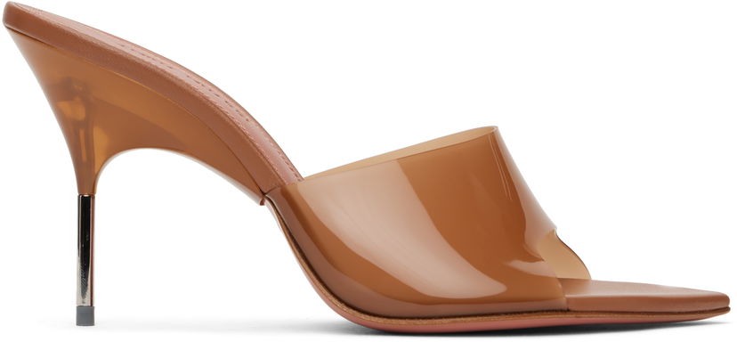 Tilbehør Amina Muaddi Amina Muaddi Bianca Glass Slipper 95 Mules Brun | BIANCA GLASS SLIPPER 95