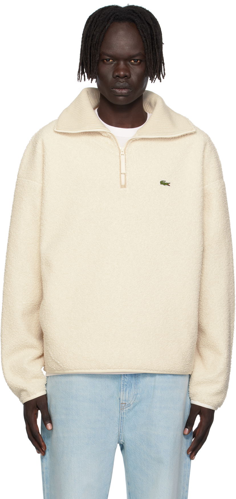 Sweatshirt Lacoste Lacoste High Zipped Neck Sweatshirt Beige | SH5500_XFJ