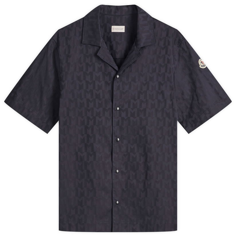 Skjorte Moncler Moncler Cotton Monogram Jacquard Shirt Mørkeblå | 2F000-18-598FK-F77
