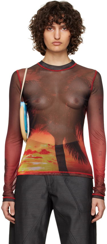 T-shirt JW Anderson JW Anderson Sunset Palm Sheer Long Sleeve T-Shirt Rød | JO0138-PG1266, 0