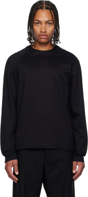 T-shirt HELIOT EMIL Obscura Long Sleeve T-Shirt with Ribbed Details Sort | AW25_M_09_152_BLK01, 0
