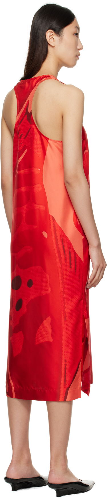 Kjole FERRAGAMO Ferragamo Fish Print Silk Maxi Dress Rød | 783737, 2