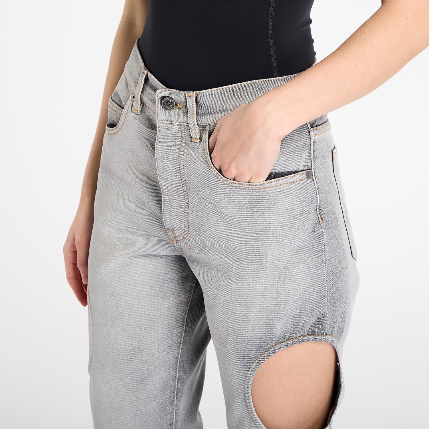 Jeans Off-White Meteor Cut-Out Straight-Leg Denim Pants Grå | OWYA06AF25DEN0011200, 1