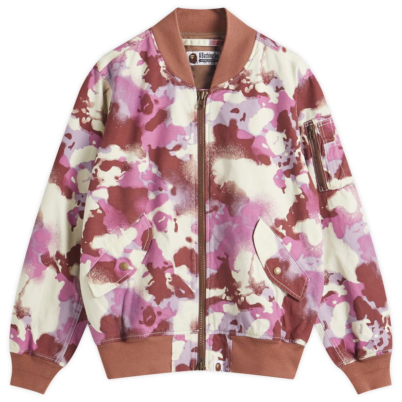 Bomberjakke BAPE Bathing Ape Map Camo Bomber Jacket Lyserød | 001LJL302001L-PNK