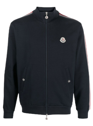 Sweatshirt Moncler Stripe-Detail Zip-Up Sweatshirt Mørkeblå | I10918G00052V8162