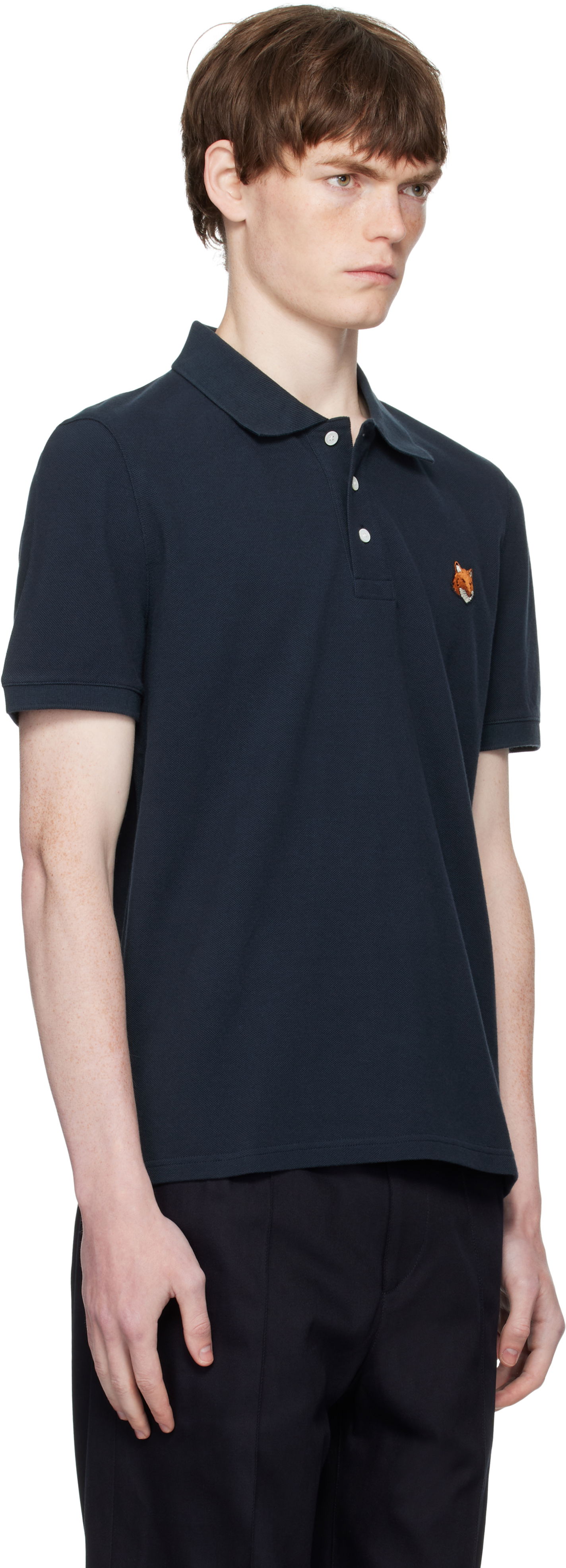 Polo skjorte MAISON KITSUNÉ Maison Kitsuné Fox Head Patch Regular Fit Polo Mørkeblå | PM00209KP0002, 1