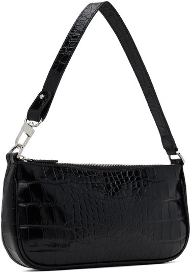 Håndtaske BY FAR Croc Embossed Leather Shoulder Bag Sort | 19PFRCLSBLDMED, 3