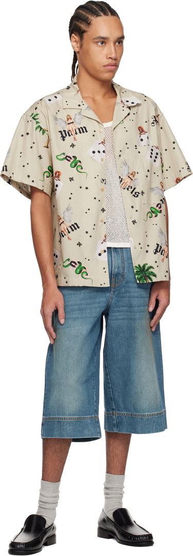 Skjorte Palm Angels Palm Angels Pin Up Bowling Shirt Beige | PMGG00AS25FAB0050B84, 3