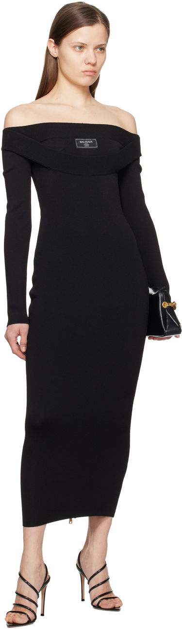 Kjole Balmain Balmain Plain Knit Off-The-Shoulder Maxi Dress Sort | EF1RL109KH82, 3