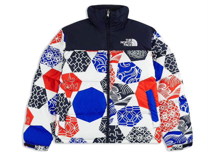 Puffer jakke The North Face 1996 Retro Nuptse IC Geo Print Blue Mørkeblå | NF0A5IX43H1