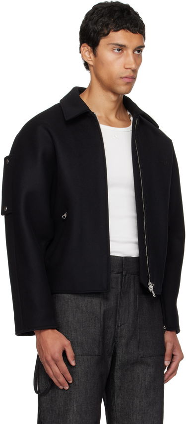 Bomberjakke Courrèges Courrèges Embroidered Wool Bomber Jacket Sort | 325CBL308WO0118, 1