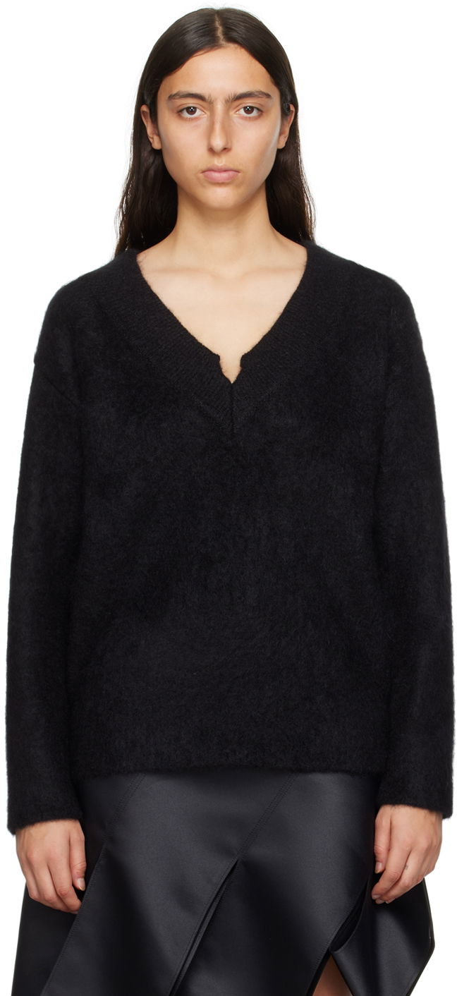 Sweater We11done We11done V-Neck Knit Sweater Sort | WD-KT3-23-658-W-BK