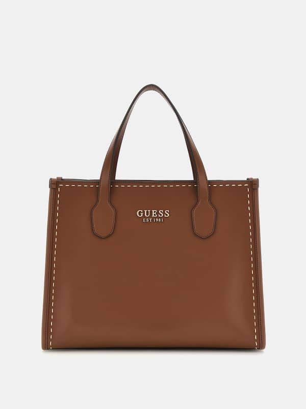 Håndtaske GUESS Silvana Stitch Handbag Brun | HWVC8665220
