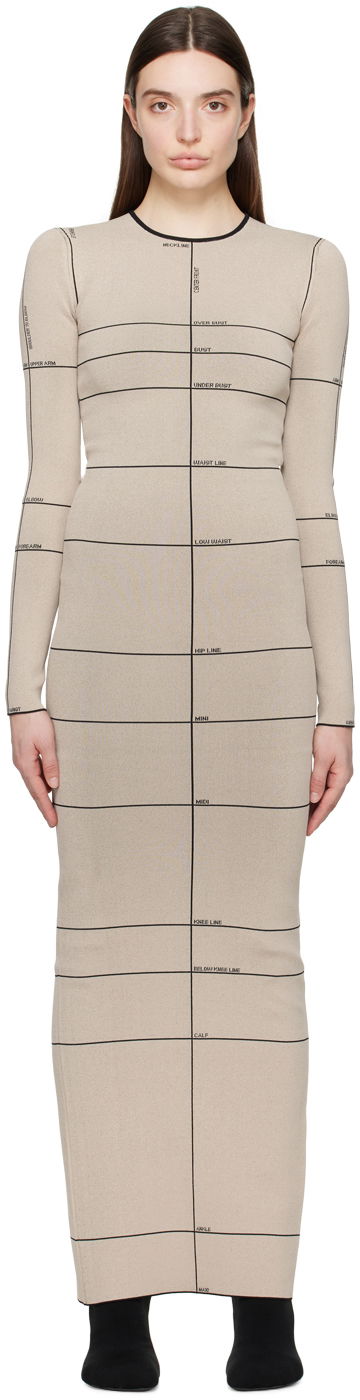 Kjole VETEMENTS Checked Maxi Dress Beige | WE64KN310O