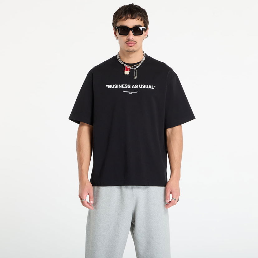 T-shirt Off-White Off-White Business Quote Skate Short Sleeve T-Shirt Sort | OMAA120F25JER0121001