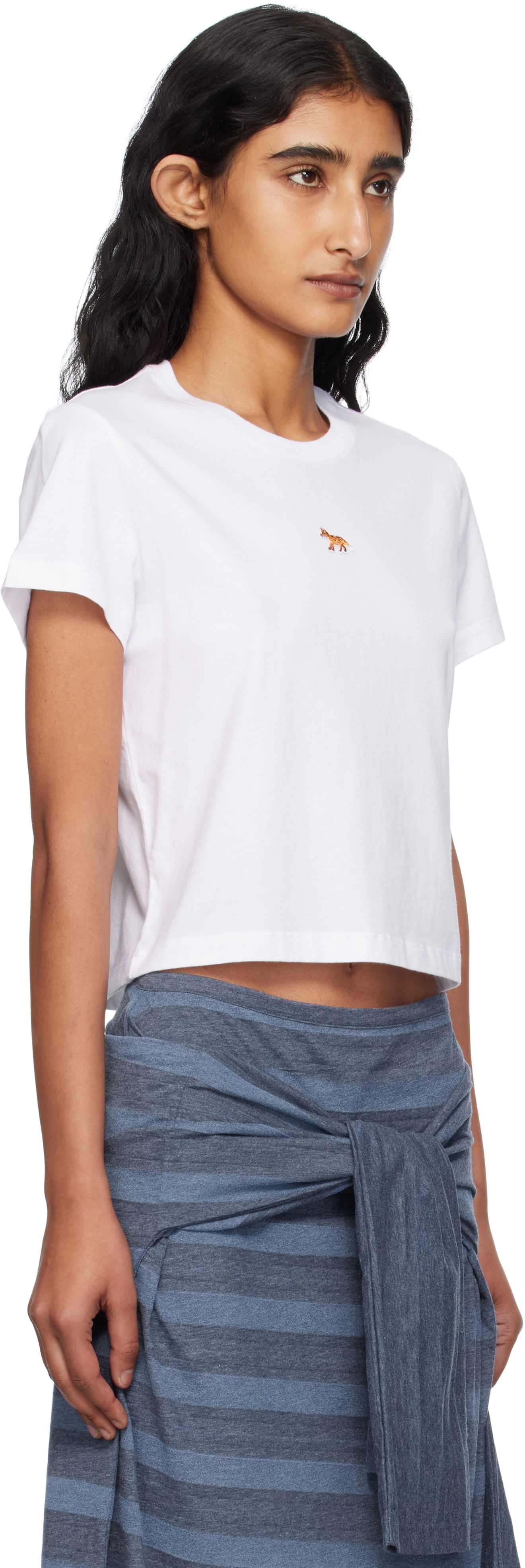 Crop top MAISON KITSUNÉ Maison Kitsuné Baby Fox Cropped T-Shirt Hvid | PW00111KJ7026, 1