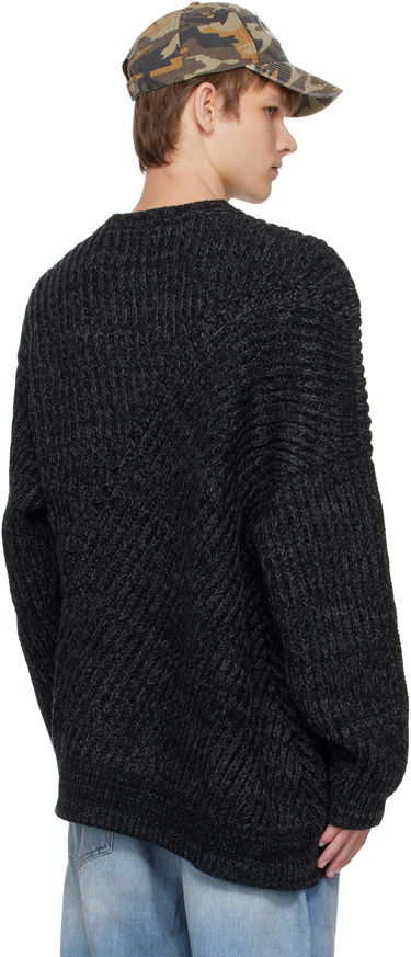 Sweater Martine Rose Martine Rose Engineered Fisherman Rib Sweater Sort | 971YA03053, 2