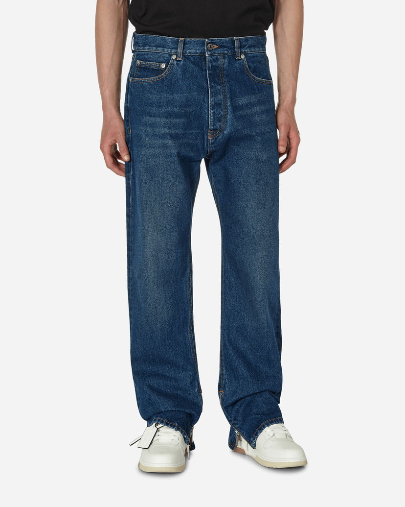 Jeans Off-White Arrow Tab Zip Skate Jeans Medium Blue Blå | OMYA177F23DEN002 4400