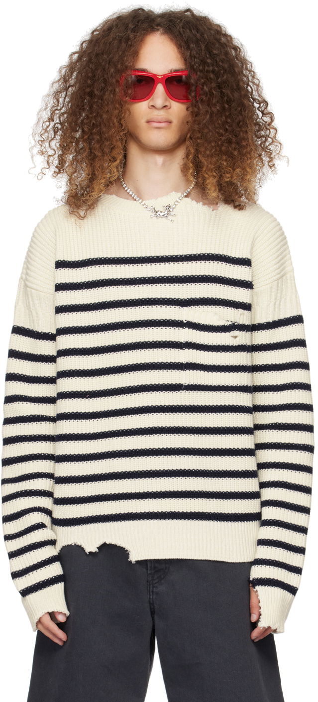 Sweater Marni Striped Sweater Hvid | GCMG0360Q0 UFC532
