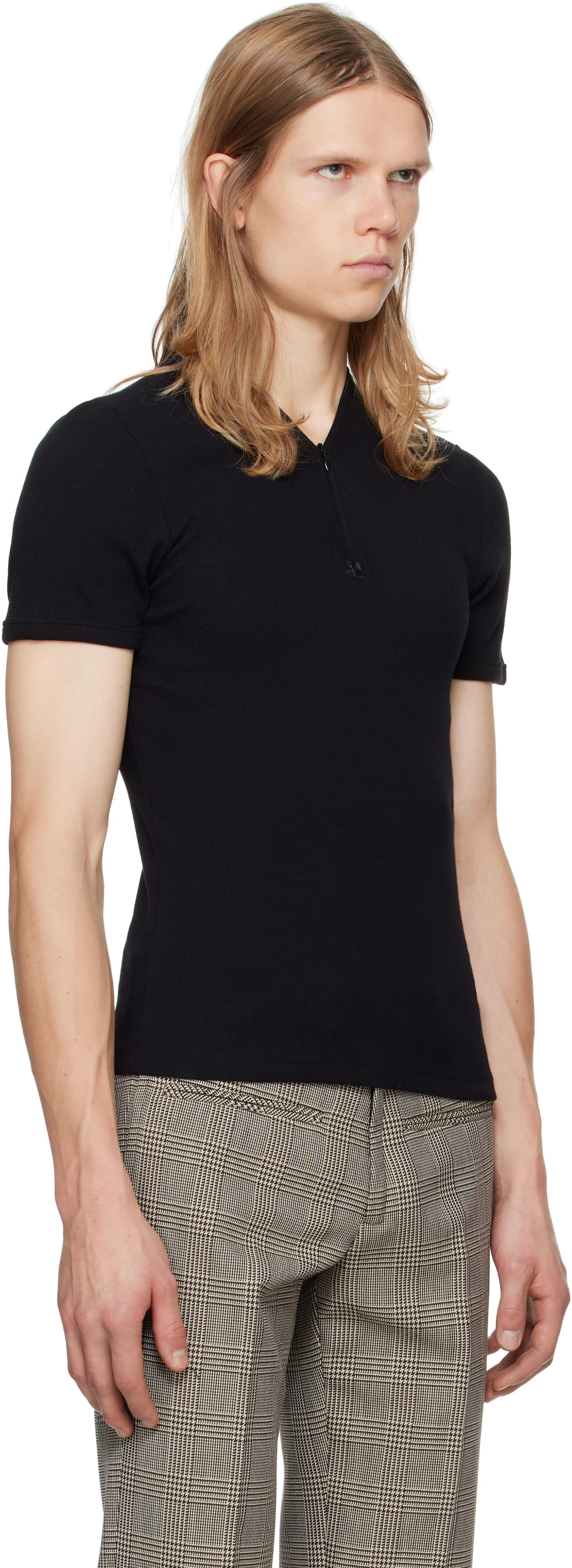 T-shirt Courrèges 90's Rib Zipped T-Shirt Sort | 324JTS145JS0121, 1