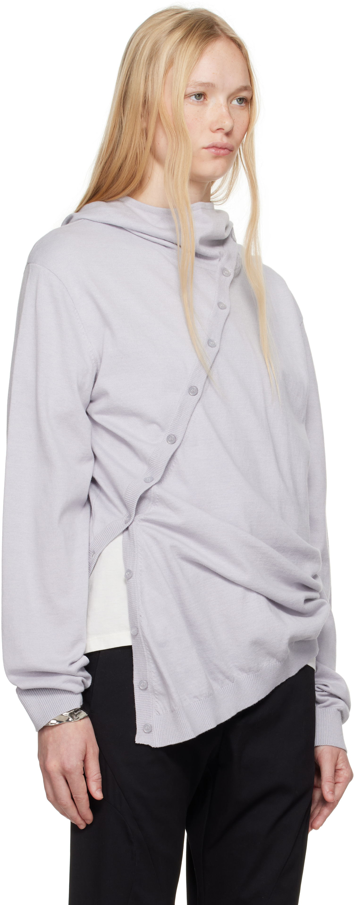 Sweater Post Archive Faction (PAF) 8.0 Center Knit Hoodie by Post Archive Faction (PAF) Grå | 8.0 KHC-LG, 1