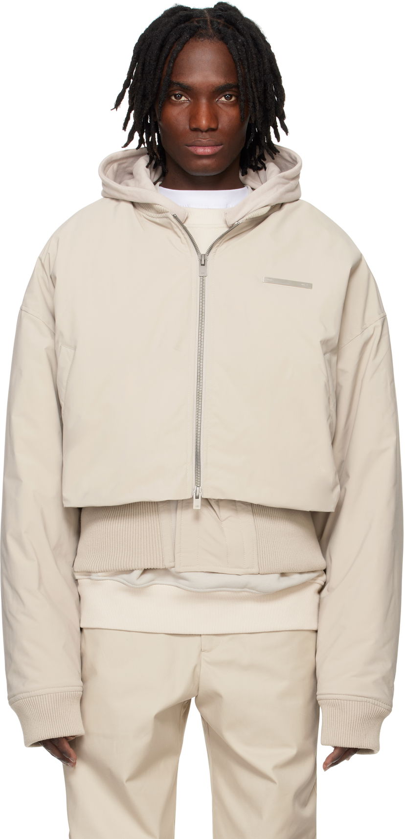 Bomberjakke HELIOT EMIL Heliot Emil Pneumatic Cropped Bomber Jacket Beige | PRESS25_M_02_100_ST18_CO