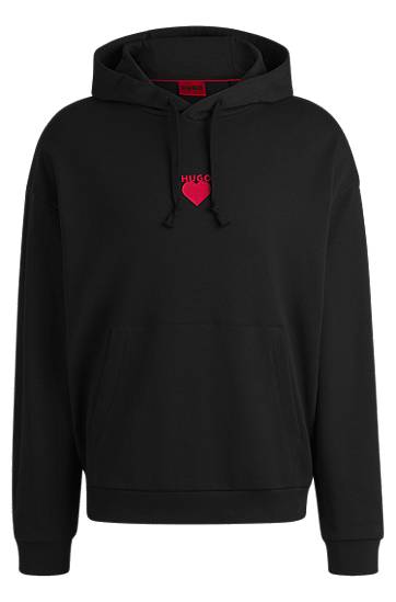 Sweatshirt BOSS Terry Hoodie with Slogan and Heart Graphics Sort | 50530577