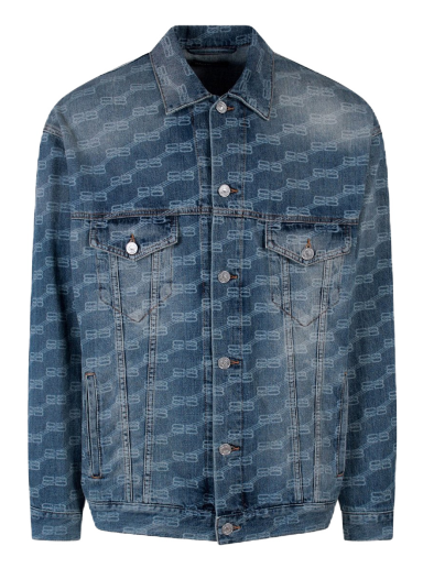 Jakke Balenciaga BB Monogram Denim Jacket Mørkeblå | 675208TMW37#4437