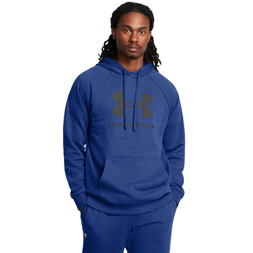 Sweatshirt Under Armour Rival Logo Fleece Hoodie Blå | 1379758-432