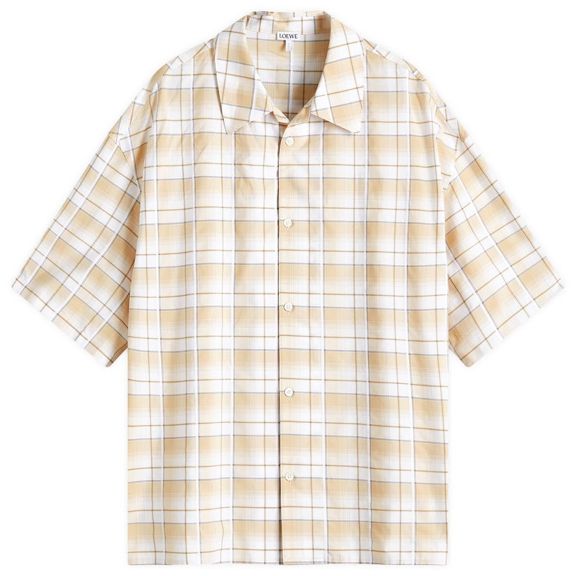 Skjorte Loewe Short Sleeve Check Shirt Beige | H526Y05X67-1090