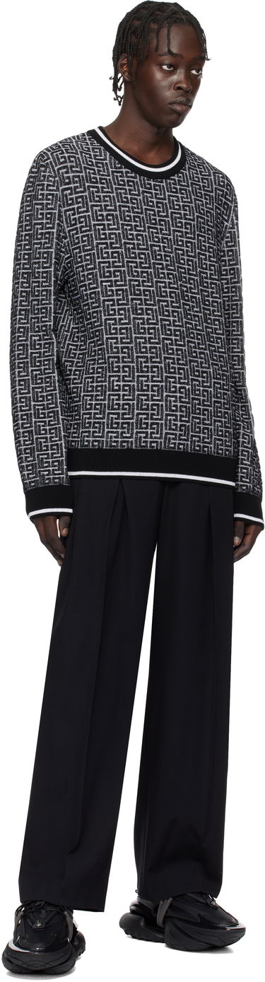 Sweater Balmain Geometric Knit Sweater Sort | EH1KD000KI03, 3