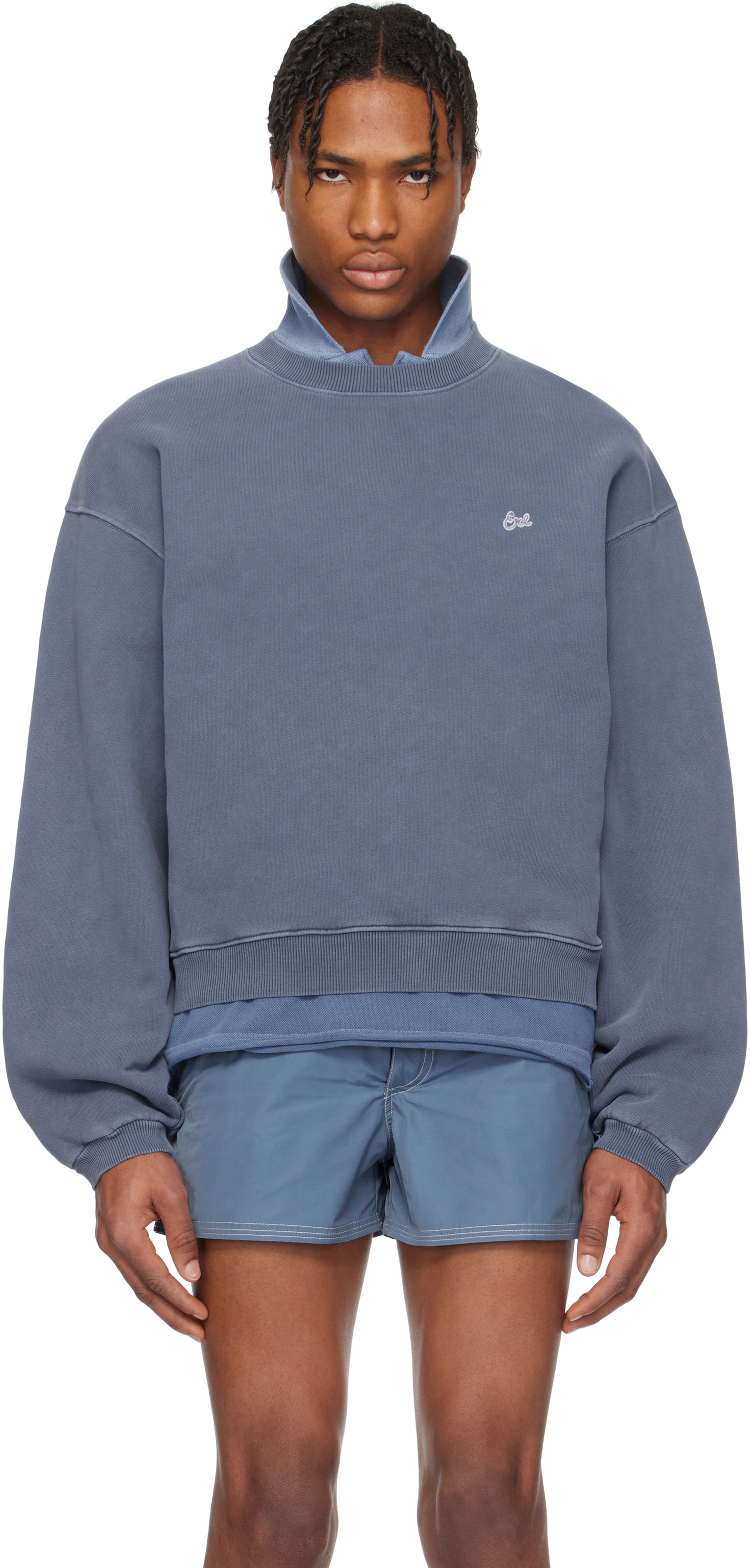 Sweater ERL ERL Crewneck Sweatshirt Blå | ERL10T027, 0