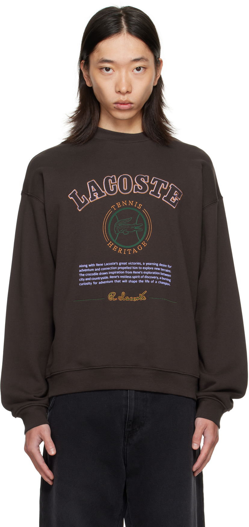Sweatshirt Lacoste Embroidery Fleece Heritage Sweatshirt Brun | SH5888_SKB