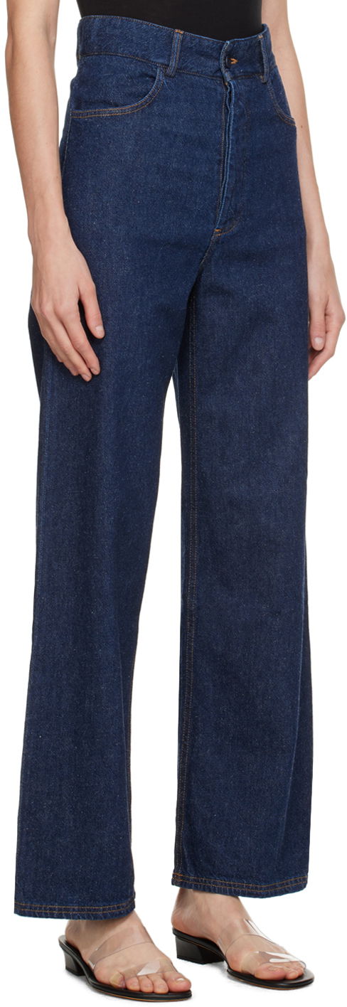 Jeans Baserange High-Waisted Wide Leg Jeans Mørkeblå | TRNA-CO-SP24, 1