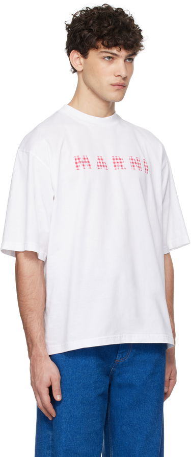 T-shirt Marni Marni Checked Logo T-Shirt Hvid | HUMU0223GP USCX52, 1