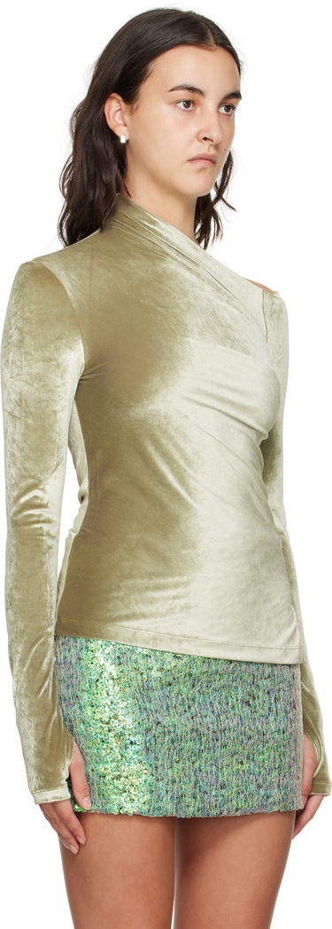 Sweater Helmut Lang Helmut Lang Asymmetrical Velvet Long Sleeve Top Grøn | N07HW502, 1
