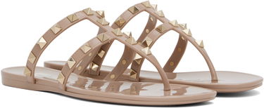 Skopleje Valentino Valentino Garavani Rockstud Thong Sandals Beige | 6W2S0T84PVS, 3